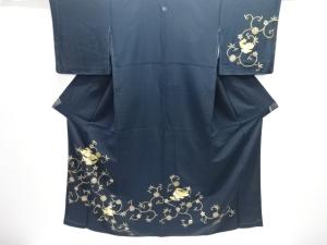 破れ色紙・笹蔓文刺繍一つ紋訪問着